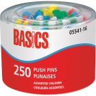 Basics&reg; Push Pins Assorted 250/tub