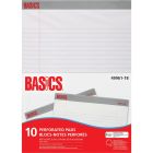 Basics&reg; Perforated Pads 8-1/2x11-3/4" White 50shts/pad 10 pads/pkg