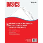 Basics&reg; Erasable Tab Index Dividers White 5 Tabs