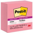 Post-it&reg; Super Sticky Notes, 3 in x 3 in, Neon Pink, 5 Pads/Pack, 90 Sheets/Pad