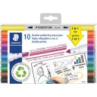 Staedtler Double-Ended Dry Erase Markers Assorted Colours 10/Pkg